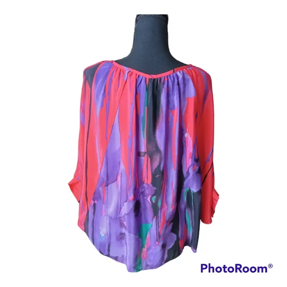 Tt Collection Multicolored Button Down 100% Silk Blouse Size M NWT - Picture 5 of 8